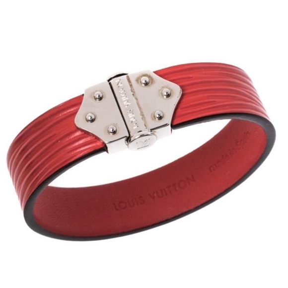 Louis Vuitton Red Leather Bracelet - Picture 1 of 8